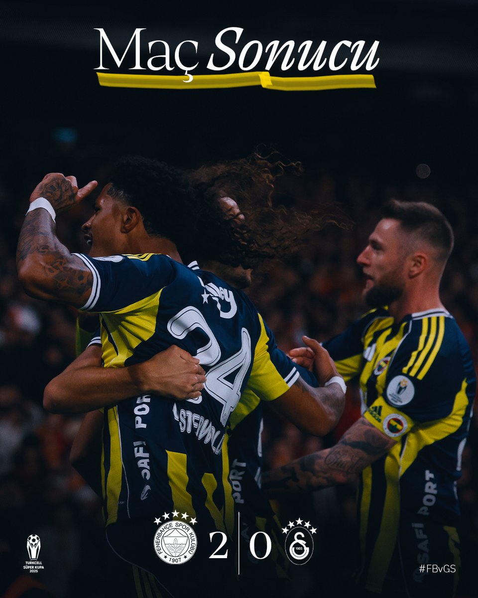 Fenerbahce's tweet image. Turkcell Süper Kupa bizim! 

Galatasaray’ı 2-0 mağlup ederek Süper Kupa’nın sahibi oluyoruz.