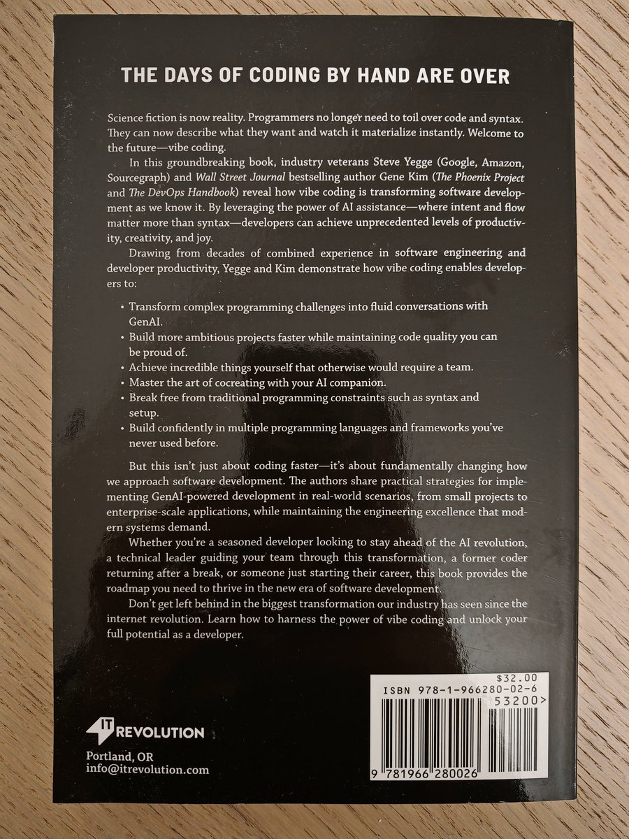 A new book, just arrived at home (finally).

#VibeCoding
#AI #GenAI #Agentic 
#MindsetShift
#neverstoplearning