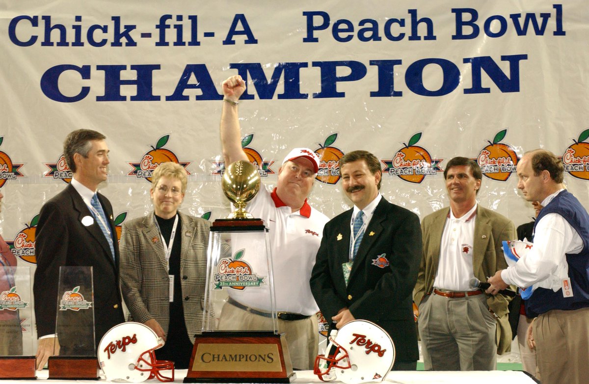 TerpsFootball's tweet photo. Congrats to Maryland great Ralph Friedgen on his induction into the Chick-fil-A Peach Bowl Hall of Fame. A well-deserved honor for Coach! 

🔗 https://t.co/EMqaa4PJFJ https://t.co/c3TkaFNOQ9