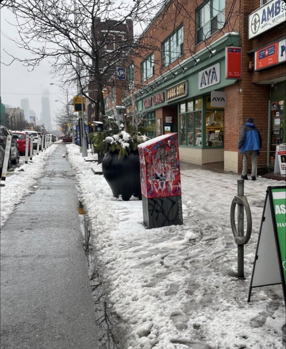 As taxes continues to skyrocket under Olivia Chow, basic services fall by the wayside as evidenced in this photo showing an immaculately cleaned bike lane - while an elderly pedestrian is forced to navigate an icy sidewalk. 

While taxpayers pay millions more for less than