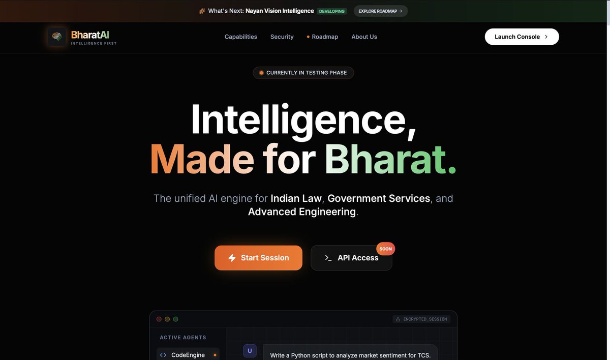 arpittdev's tweet photo. If ChatGPT is global-first,
BharatAI is India-first. 🇮🇳
And that difference matters.
Try Now https://t.co/s7BBGwoMHW https://t.co/s4mWmGqfrk