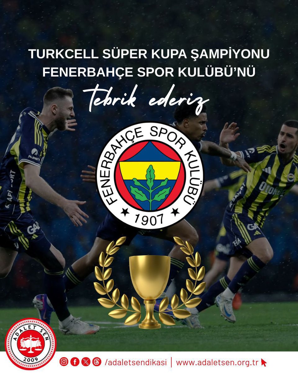 <a href="/Fenerbahce/">Fenerbahçe SK</a> Spor Kulübü’nü Turkcell Süper Kupa’da elde ettiği başarıdan dolayı tebrik ediyorum. <a href="/adaletsendikasi/">Adalet Sendikası</a>