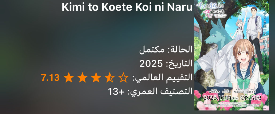 من أسوء الانميات الي نزلت سنة ٢٠٢٥ يعني خلصت الافكار تجيب لي بنت تحب كلب ؟ انمي مقزز بكل ماتعنيه الكلمة وغير كذا جريئ وقذر والشي اللي يقهر زيادة تقييمه يعتبر مرتفع 
#انمي