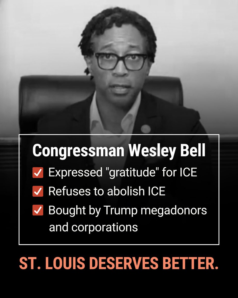 CoriBush's tweet image. My opponent joined Republicans to express “gratitude” for ICE. Voting to praise the agency, and being unable to explain why, is completely unacceptable.

St. Louis needs and deserves a leader who understands that ICE must be abolished to keep our communities safe.

We need a…