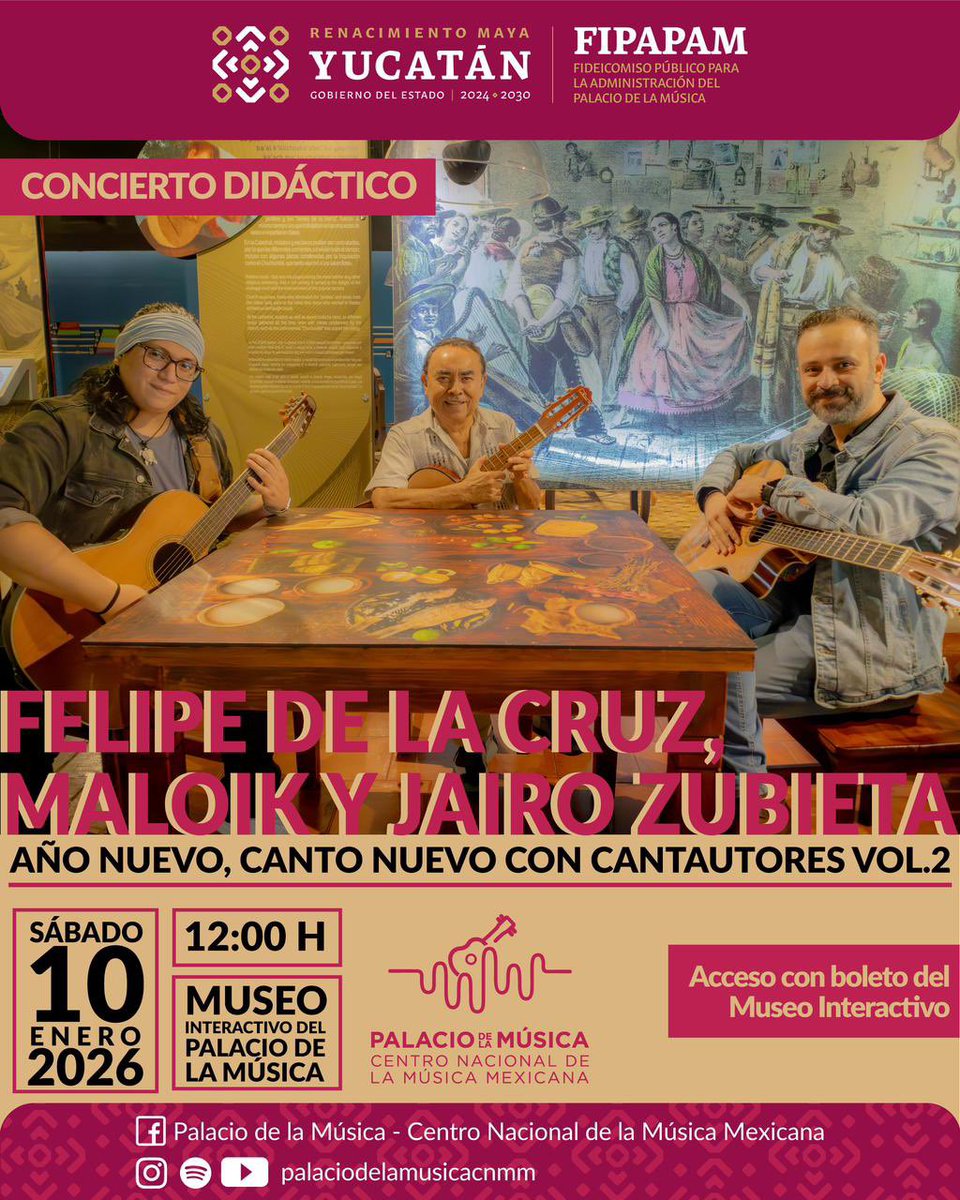 Año nuevo, canto nuevo con cantautores en el Museo Interactivo del Centro Nacional de la Música Mexicana - Palacio de la Música 🎶