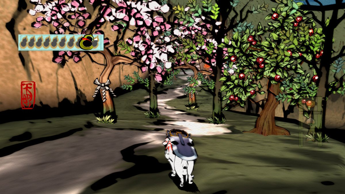 #CapcomSnapshots wants screenshots about TREES. 🌲
In this screenshot in Hana Valley, Amaterasu uses her Bloom Celestial Brush power to make many trees sprout to life. A very good and PRAISE-worthy activity, reverting the effects of curses on the flora of Nippon. #Okami