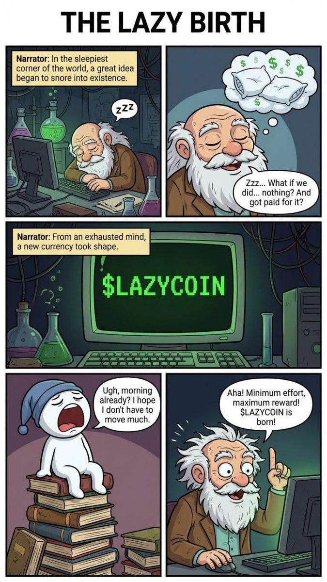 LazyCoinToken's tweet image. PAGE 1 / 20

The Lazy Birth.

A story told slowly.
One page at a time. 😴

#LAZYCOIN #MemeCoin #CryptoMemes