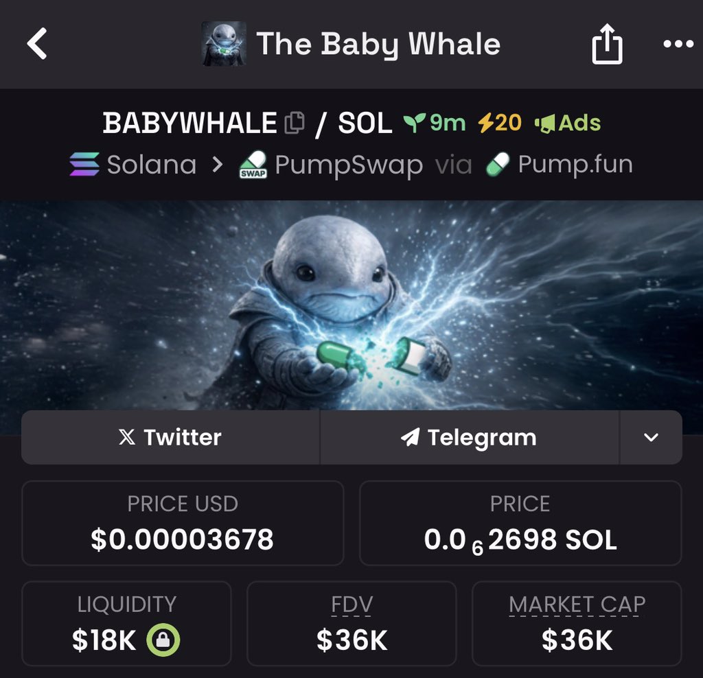 MoonCaIIs's tweet photo. Alpha never rests 💎 #BABYWHALE live call dropped in my TG at $36K MC📲
CA: 6BrfUn9HRJhaEtZhg9MvHeyLkcRLtb33tshA16okpump
#CryptoAlerts #Memecoin #TGInsider #SolanaAlpha https://t.co/3DNmChBfBw