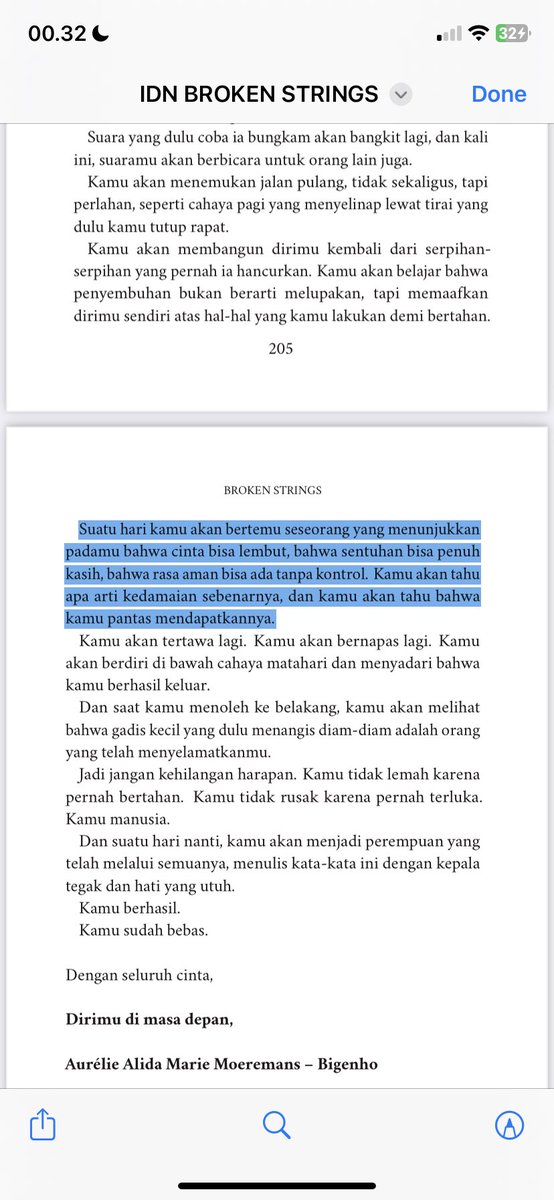 selesai baca broken strings, mata gue bengkak. ya Allah.. gila sih dia kuat bgt. rasanya mau pelukk Aurelie kecil🥺❤️