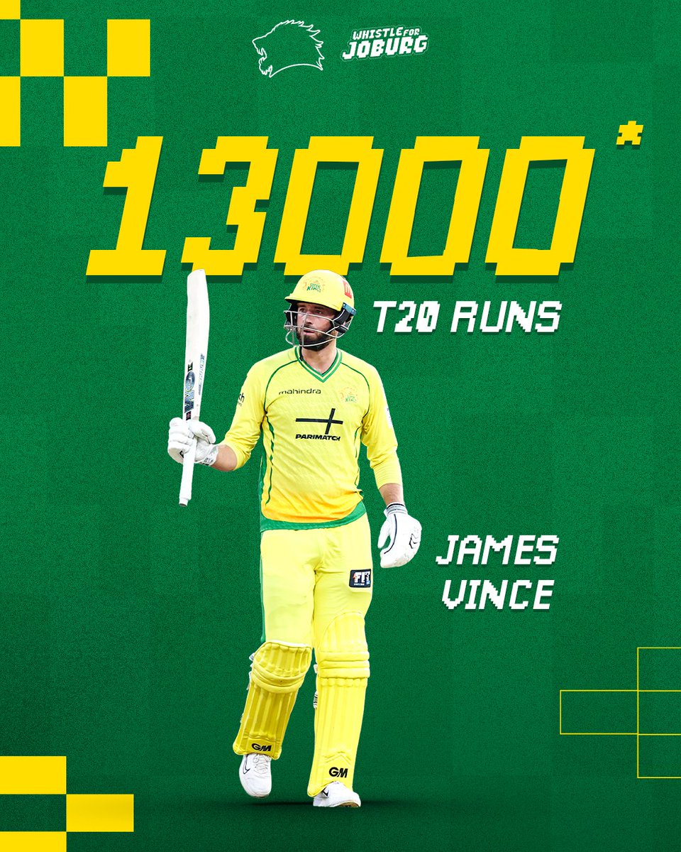 JSKSA20's tweet image. A journey measured in moments and runs! 🥳🙌
Congratulations on 13,000 T20 runs, James Vince! 👏

#JSKvMICT #WhistleForJoburg