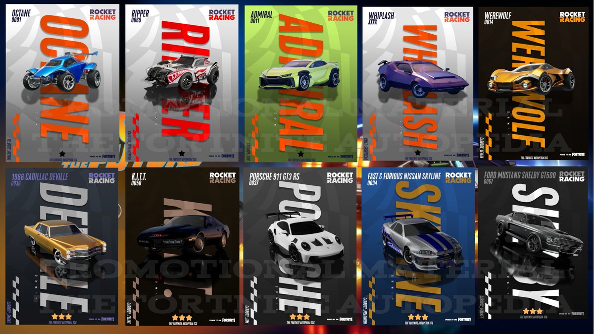 fortnitecarguy's tweet image. BIG ANNOUNCEMENT: FORTNITE AUTOPEDIA CARDS AND FORTNITE AUTOPEDIA PATREON

Some of you may have seen my tweet yesterday about a certain Rocket Racing CCG/TCG.

This is actually something I made and will be making available to get!

They will be available on my new Patreon Page,…