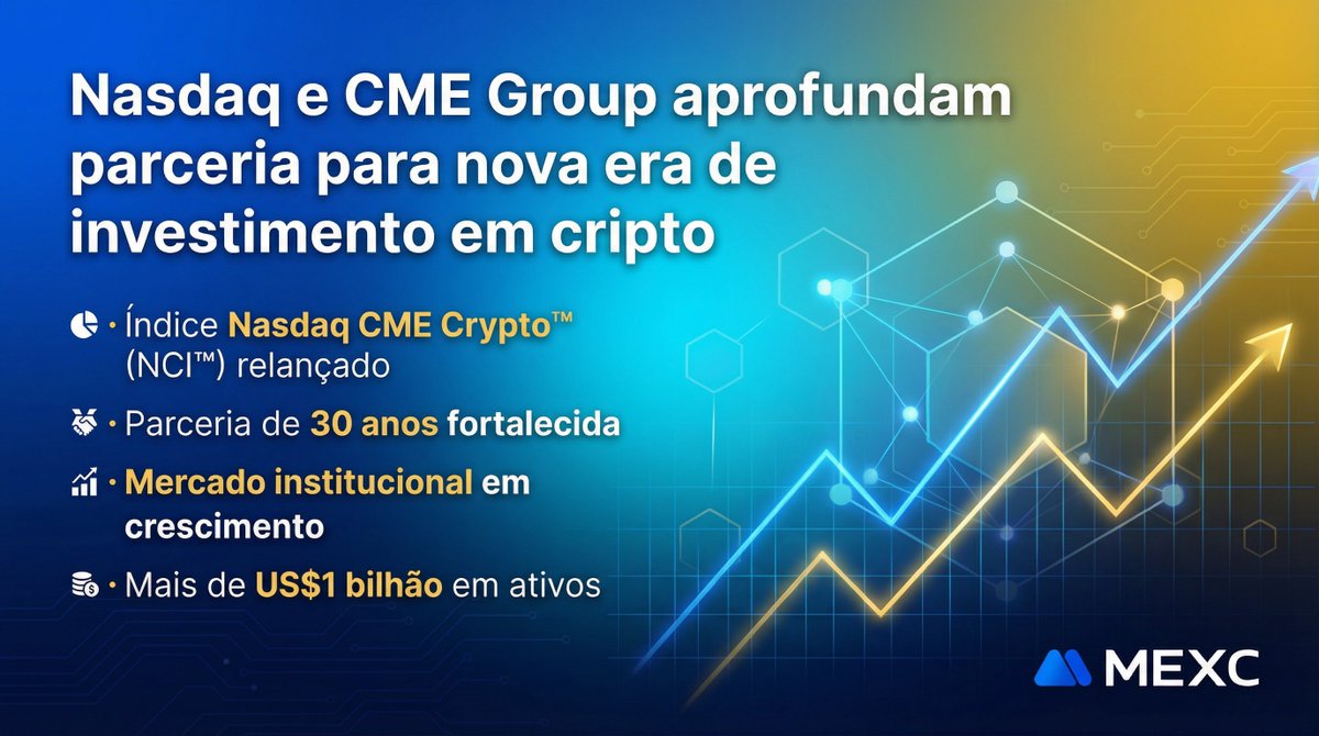 Boa tarde! Nasdaq e CME Group juntos para nova era de investimento em cripto!  Você acha que isso vai aumentar a confiança dos investidores  institucionais? Deixe seu pensamento! #Mexc #Mexc_portuguese