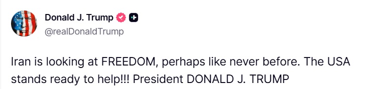 Donald J. Trump Truth Social Post 01:27 AM EST 01.10.26