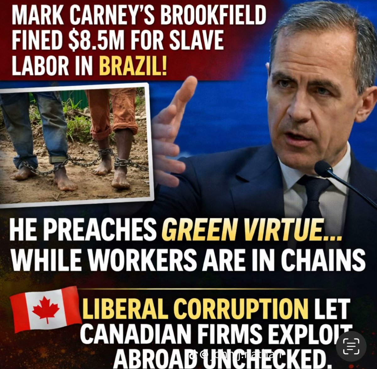 DefazioIvano's tweet image. Mark Carney's Brookfield fined $8.5M for slave labour in Brazil.