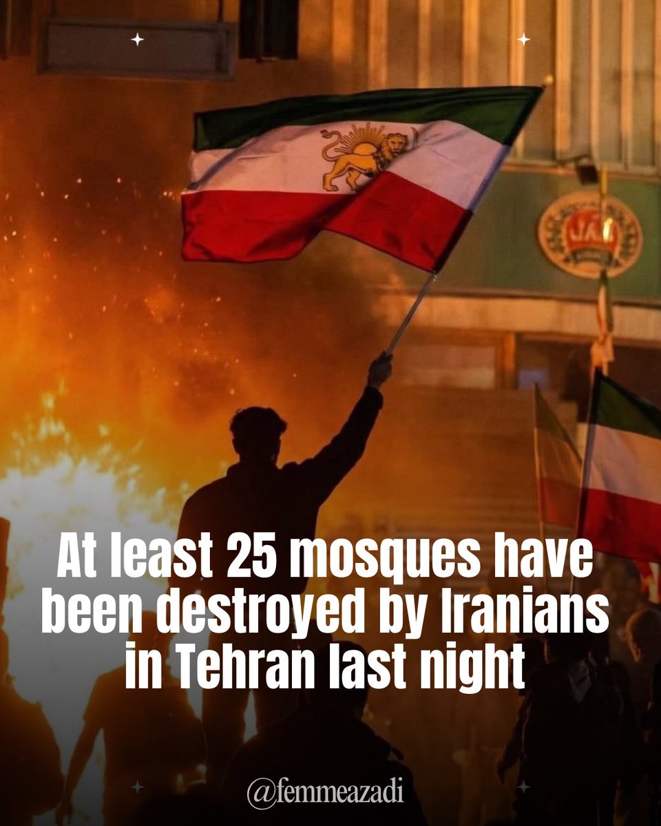 Au moins 25 mosquées ont été détruites hier soir à Téhéran. 

Ce n’est pas une lutte contre la vie chère, c’est une révolution ! C’est la grande Perse pré islamique qui renaît ! Nous allons retrouver notre pays, nos traditions et notre culture. 

Le lion et soleil reprendra sa