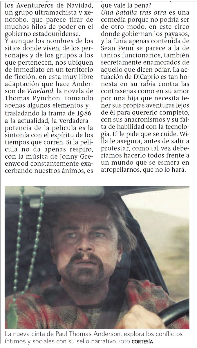 Pasando la mitad de la lista, viene la que creo que va a ganar el Óscar a mejor película en unas semanas, de no ocurrir nada extraño. "Una batalla tras otra", de Paul Thomas Anderson, que ya se puede ver en <a href="/StreamMaxLA/">HBO Max Latinoamérica</a>