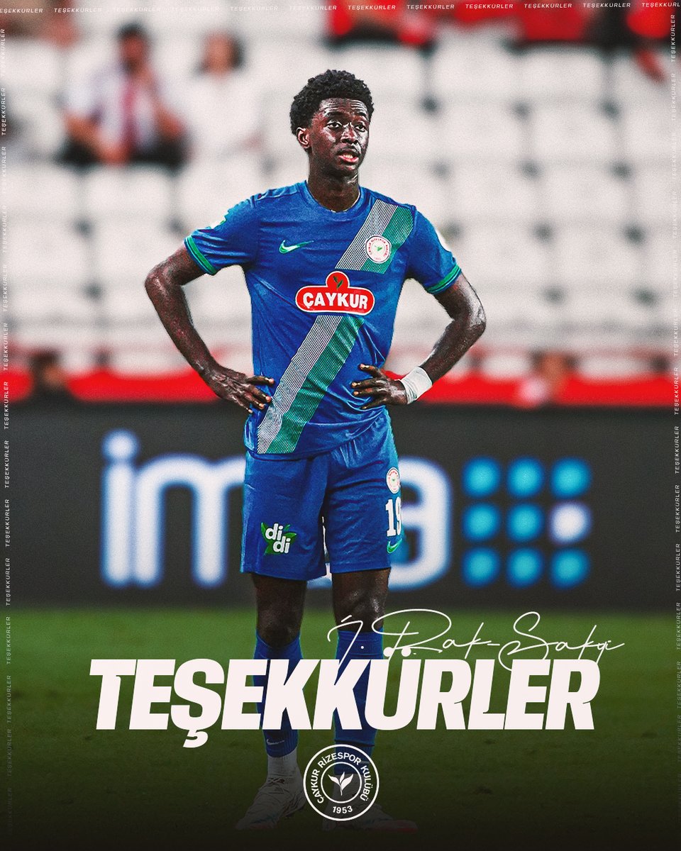 CRizesporAS's tweet image. TEŞEKKÜRLER RAK-SAKYİ

Profesyonel futbolcumuz Jesurun Rak-Sakyi’nin geçici sözleşmesi, Crystal Palace Kulübü’nün geri çağırma talebi ve kulübümüzün onayı doğrultusunda, karşılıklı anlaşma ile fesih edilmiştir.

Sakyi’ye sezon başından itibaren kulübümüze verdiği hizmetlerden…