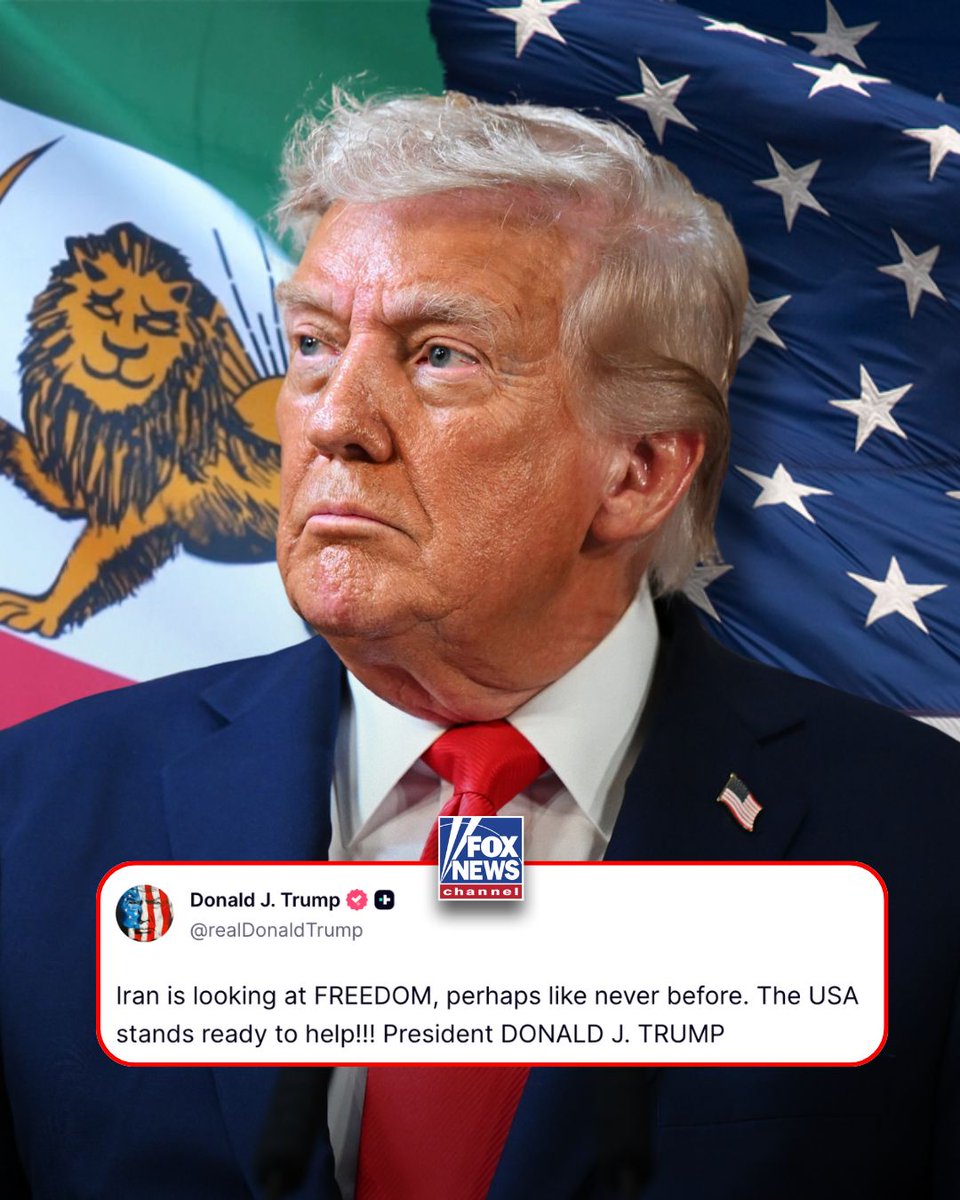 FoxNews's tweet image. PRESIDENT TRUMP: “Iran is looking at FREEDOM, perhaps like never before. The USA stands ready to help!!!”