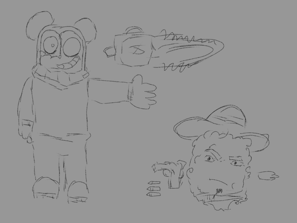 Really rough ref sheet concept for Evil Max and Nugget Shine