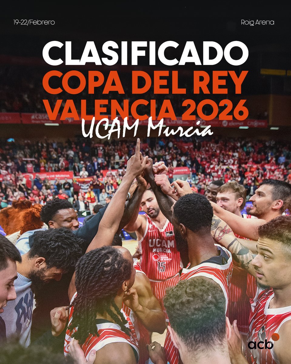 🎟️ 𝘾𝙇𝘼𝙎𝙄𝙁𝙄𝘾𝘼𝘿𝙊

¡El <a href="/UCAMMurcia/">UCAM Murcia</a> estará en la #CopaACB Valencia 2026!

| #LigaEndesa