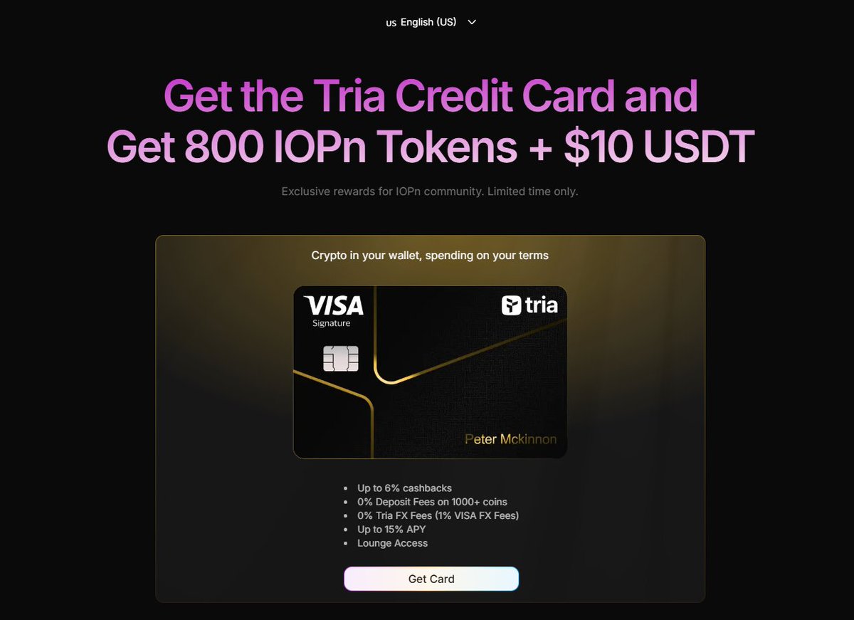 Another solid partnership: @useTria x @IOPn_io , making crypto as usable as  real money. In the past, spending crypto in everyday life meant  intermediaries, custodians, and a poor user experience. Most of