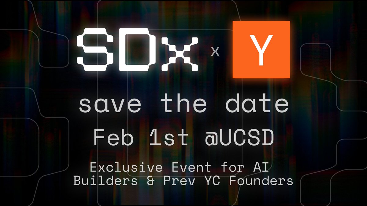 🚨 Save the Date: February 1st, 2026. <a href="/ycombinator/">Y Combinator</a>  is coming to San Diego.

<a href="/SDxCommunity/">SDx</a>  is partnering with YC to bring their team to UCSD for an afternoon with San Diego's builder community.

What to expect:
- Candid conversation with YC partners on starting startups, their
