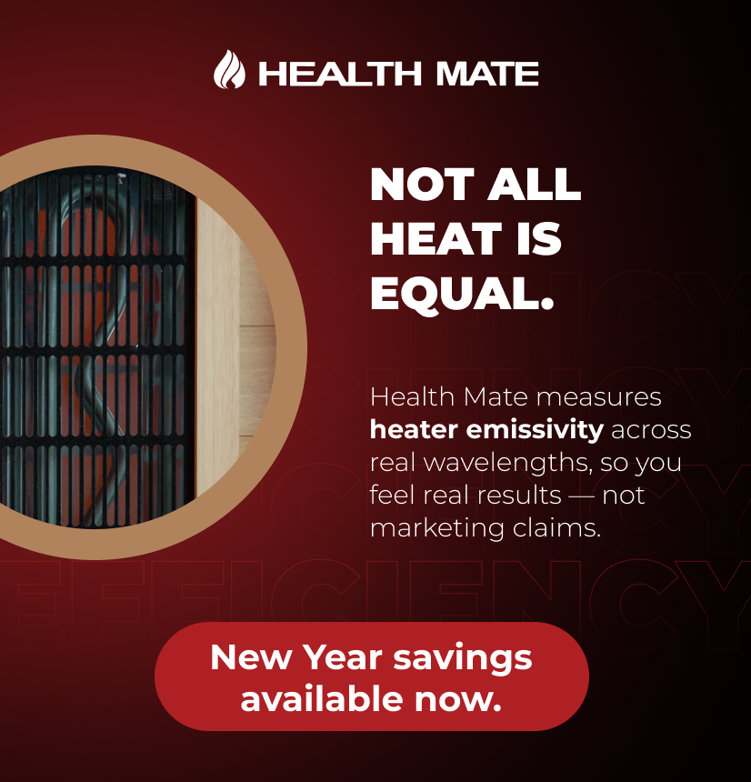 CAPTION
Not all heat is equal.

Health Mate measures heater emissivity across real wavelengths, so you feel real results—not marketing claims.

New Year savings available now.

#InfraredSauna #Emissivity #WellnessTech #NewYearNewYou