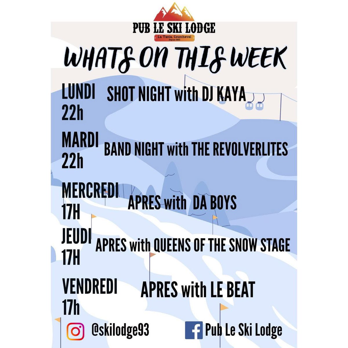 What's On at <a href="/PubLeSkiLodge/">Pub Le Ski Lodge</a> #LaTania this week w/b 10 January 2026