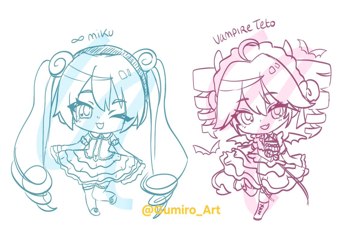 Teto &amp; Miku chibi 🎵💜