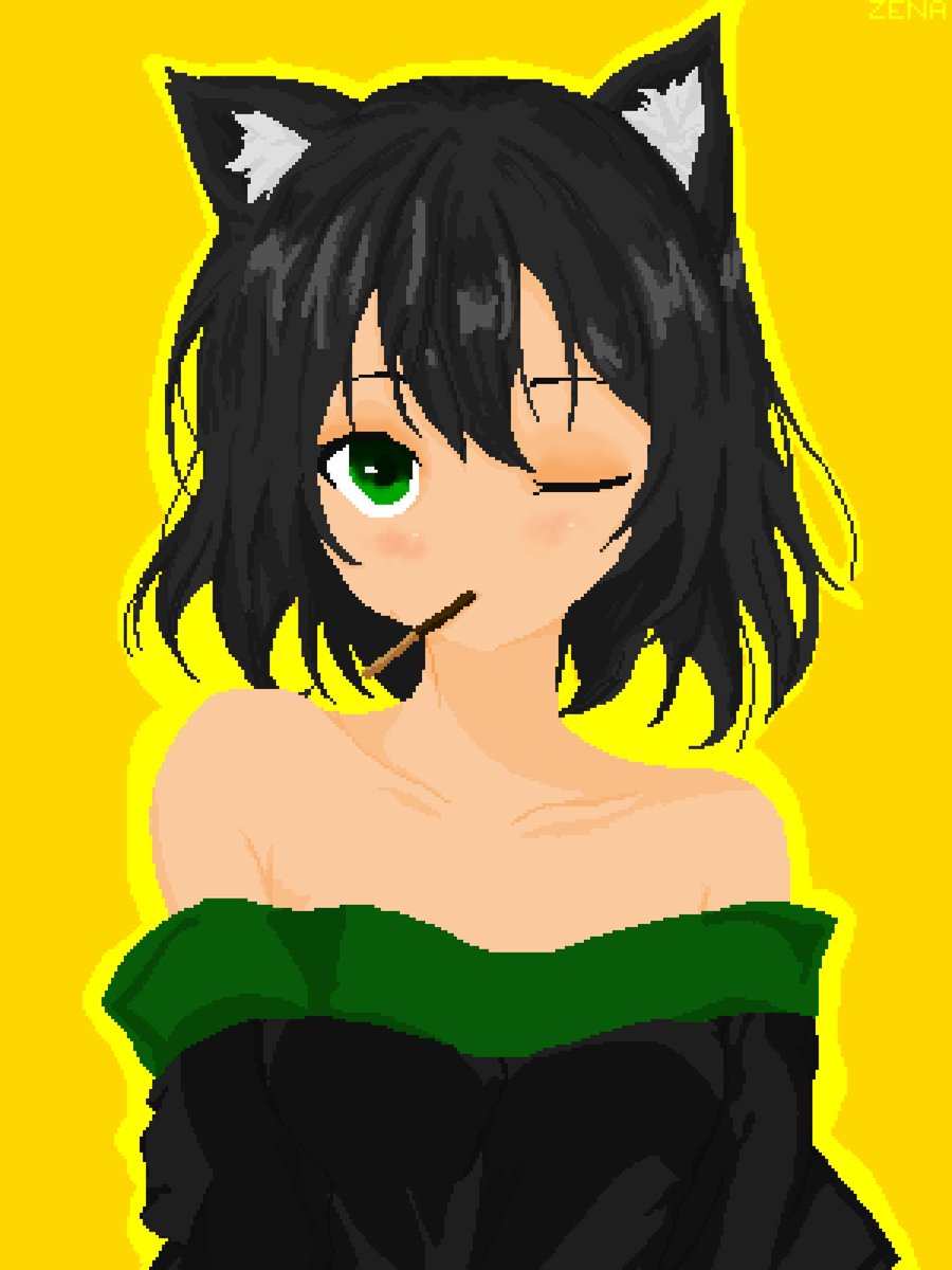 Zena_draws's tweet photo. Chocky pocky time nyaaaa! 😸
#catgirl #animeart #pixelart https://t.co/2q2uHOk8y4