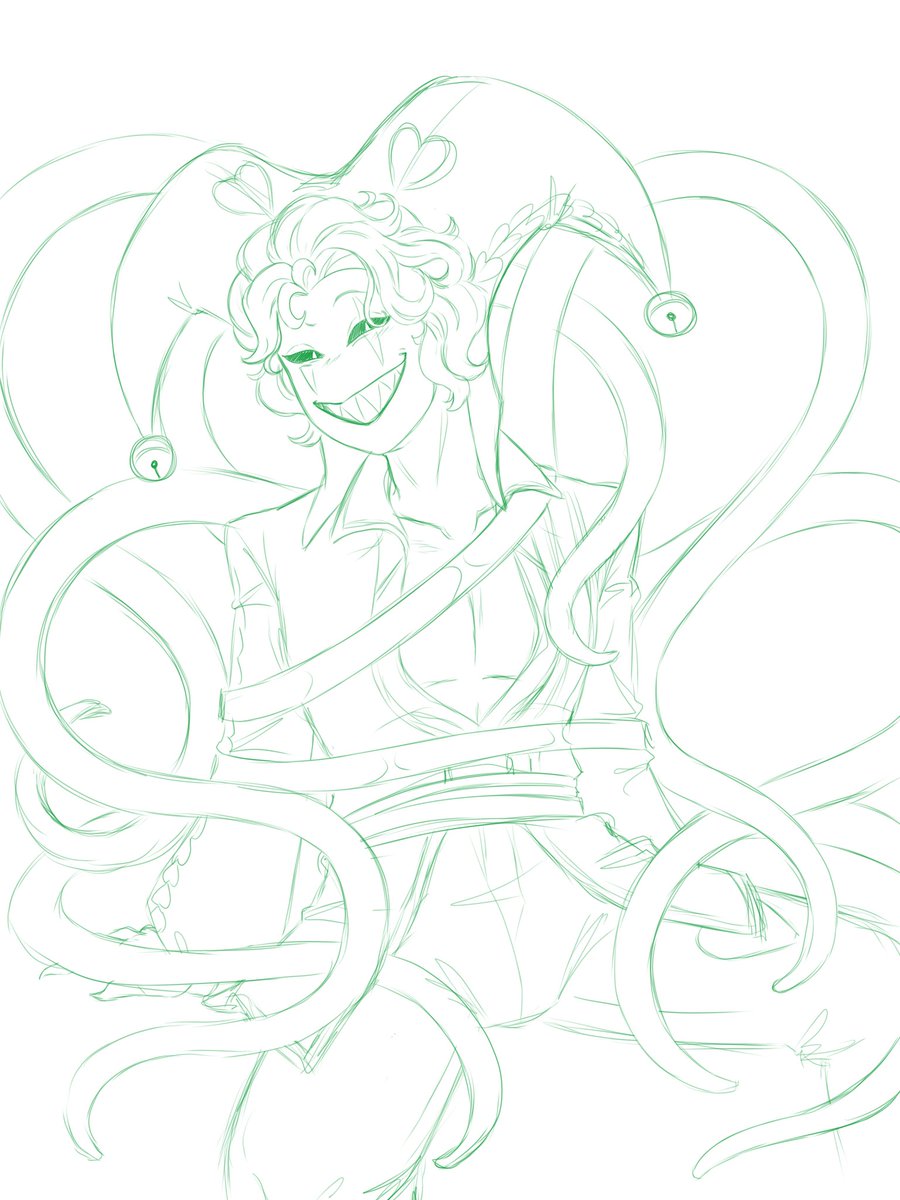 It's Harlequin's turn to have their own drawing, a bit freaky this one, isn't it? Hehe :3
#thefreakcircus #thefreakcircusharlequin #fanart #Harlequin #sketch #greenguy