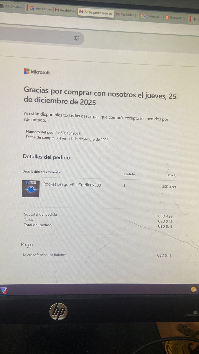 a_ramosl's tweet image. @MicrosoftHelps I have the Receipt for Order 5051549028 (Rocket League credits). Case SIR22602916. My son's account was stolen by a hacker using a disposable email. I have the proof of payment! Please escalate to a human! #Xbox #MicrosoftHelp