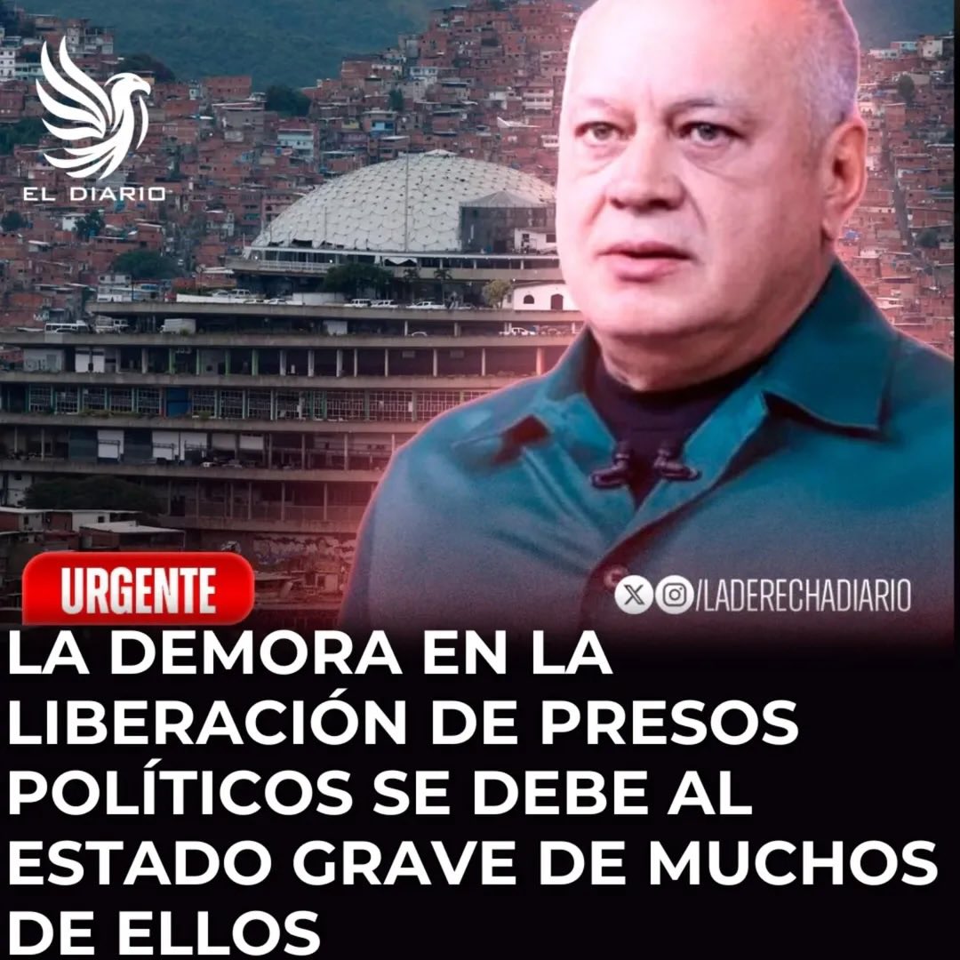 Los Estados Unidos saben que el responsable de las torturas a los presos políticos, es Diosdado Cabello (pero también Delcy Rodríguez). “Los venezolanos pedimos la captura de este genocida inmediatamente. 🚨🇻🇪 | #URGENTE Se reporta que la demora en la liberación de muchos presos