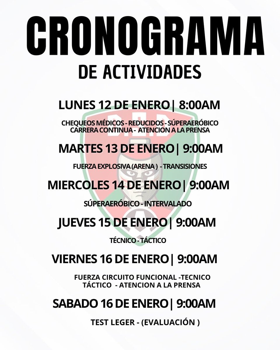 Nuestro cronograma de actividades para esta nueva semana de trabajo. 💪 
#DeportivoSantoDomingo #ElEquipoDeTodos
#ElEquipoDeLaTierrita