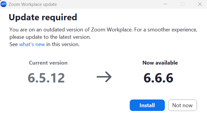 When you're prompted by Zoom to update to version 6.6.6.