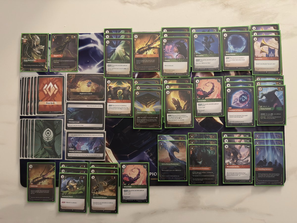 himoonfox's tweet photo. Won my first skirmish today! Piloted the famous Aurora Yi deck; thanks to @Challengertcg for the list. Even studied the metafy guide 🤣 Only change I made was -1 Voli for +1 Drake.

R1: Annie 2-0
R2: Annie 0-2
R3: Yasuo 2-0-1

Top 4:
R4: Yasuo 2-1
R5: Midrange Yi 2-1

#riftbound https://t.co/BmQVrHhB9C