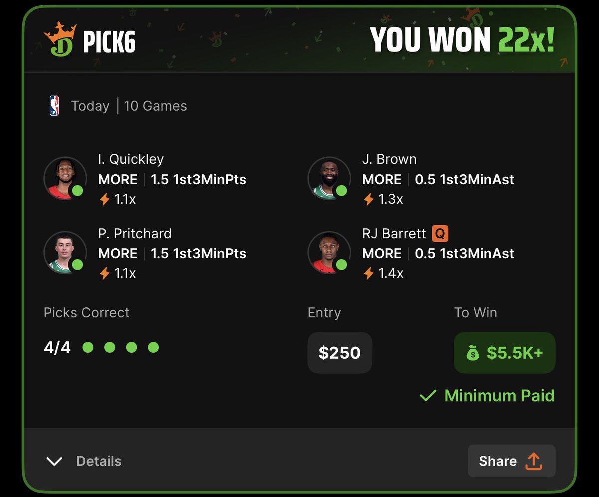 sLbxO1432's tweet image. My Pick6 entry was graded as a WIN, showed a minimum payout, and was credited to my account before a withdrawal was initiated.

Can you clarify how a settled and credited entry fits into “temporary payout adjustments,” and which Pick6 rule permits reversal after grading?