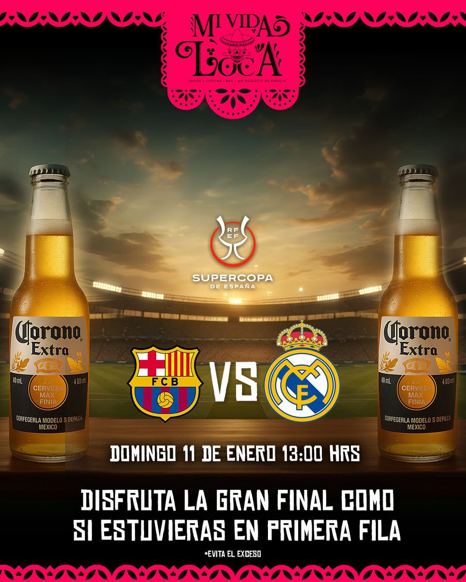MiVidaLocaTacos's tweet image. No te pierdas el #Clásico de España.
Disfrútalo en el #VideoWall de #MiVidaLoca.