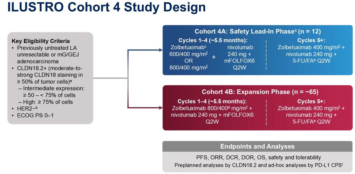 2. ILUSTRO: PhII, single arm study, Nivolumab + Zolbetuximab +