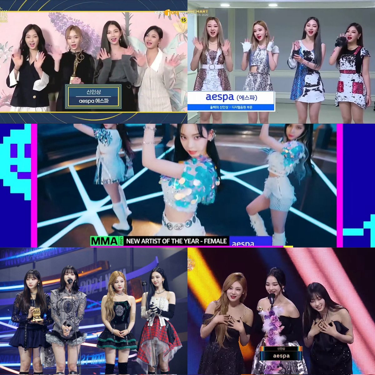 notyujibin131's tweet image. fun fact: to this day, aespa are the first and only idol group in kpop history to win an Ultimate Rookie Grand Slam