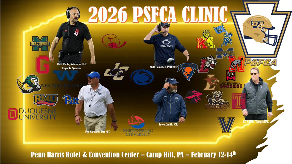 PSFCA_'s tweet image. 🏈 THIS IS PA FOOTBALL.

Pride. Toughness. Tradition. The very best our sport has to offer comes from right here in the Keystone State.

Join us at the @PSFCA_  State Coaches Clinic as we celebrate everything that makes Pennsylvania Football special.

🔗 big33.org/psfca/clinic/