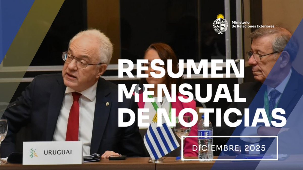 🗞🇺🇾 En diciembre, la cancillería reforzó el compromiso de Uruguay con la integración regional, la paz y el desarrollo económico y comercial del país. 

🎥 Resumen mensual de noticias 👉 youtu.be/dAXNjnxtJLQ

#PolíticaExterior #Diplomacia #Uruguay #RMNCancilleríaUy