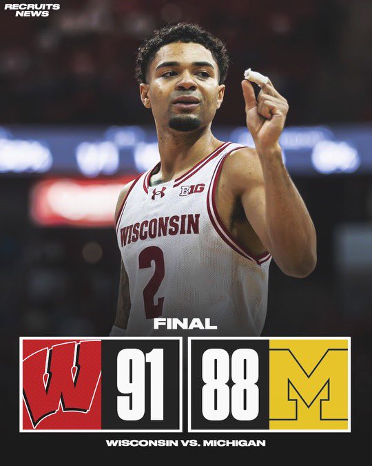 CBKReport's tweet photo. WISCONSIN HANDS NO. 2 MICHIGAN ITS FIRST LOSS OF THE YEAR IN ANN ARBOR 🦡 https://t.co/s5xIp09Tog