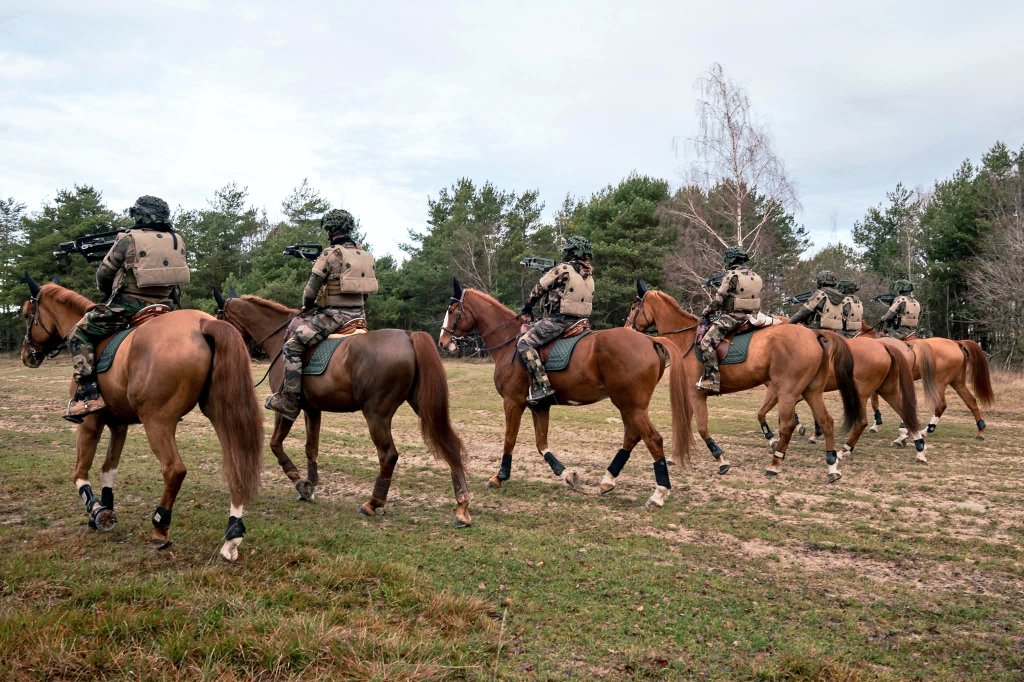 Tom_Antonov's tweet image. Joint exercice between a mounted unit of the Garde Républicaine and the French Army. via @armeedeTerre