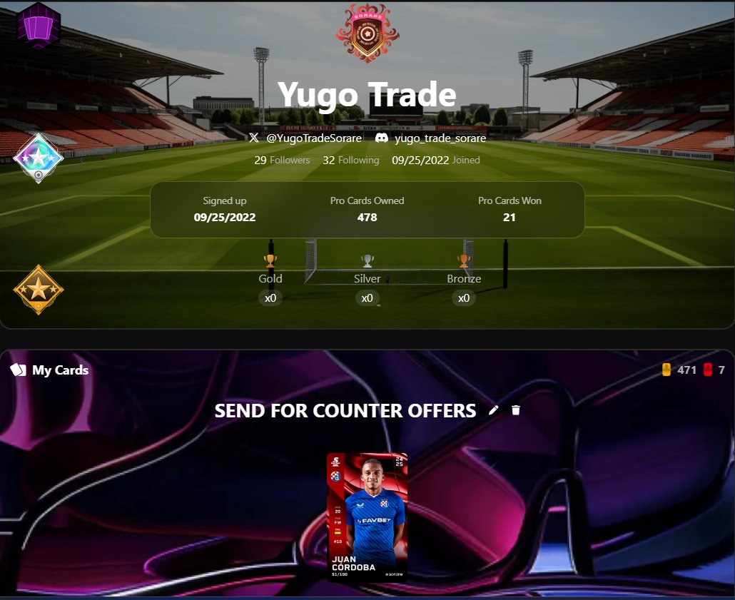 NEW! NEW! NEW! If you have cards you want to get rid off fast, send them to this card and I will send you a counter offer for them 
#Sorare #sorarefootball #fantasy