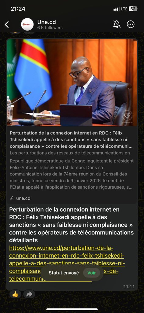 Il ne manquait juste que le président de la République en parle en tout cas papa trop ce trop avec le problème de la connexion en RDC 
Vu chez Une.cd