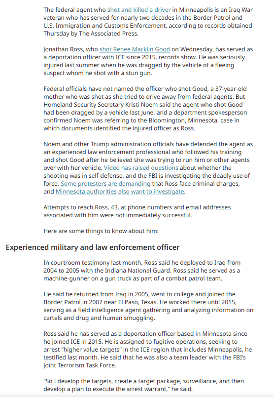 As you read about ICE Agents shooting civilians in vehicles, recall a 2014 report commissioned by Customs &amp; Border Patrol revealed agents repeatedly stood in front of moving vehicles as a pretext to open fire to use deadly force. Jonathan Ross was a Border Patrol agent 2007-2015.