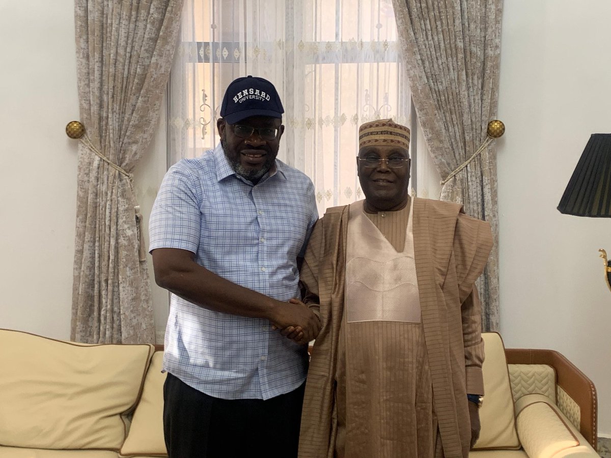 iamHSDickson's tweet photo. Today, I received Waziri Adamawa, His Excellency Atiku Abubakar, former Vice President and a notable Nigerian political leader, who, with his team, visited me to offer condolences to me and the family of Lawrence Ewhrudjakpo over his sudden passing. 

He spoke very well of the character and consistency of Lawrence, whom he knew a little through me, and he expressed his sadness and heartfelt sense of loss, coming to identify with me and the family over the tragedy.

Prayers were offered for the repose of the soul of the late Deputy Governor, and a minute of silence was observed in his honour. Waziri also prayed for fortitude for the family and all of us to bear the irreparable loss, and for God to grant his soul eternal rest. 

In response, I thanked him for finding time, despite his very tight and busy schedule, to visit with his entourage made up of very notable leaders including Alhaji Adamu Maina Waziri, Senator Ehigie Uzamere and others. I pledged to convey their condolences to the family and also said I would inform them once the burial programme has been fixed, to enable any of them who wish to participate to pay their last respects. 

As I have said, Lawrence’s loss is irreplaceable. He was a loyal, hardworking, and dependable ally, and this mixture is very difficult to find, especially in Nigerian politics. Waziri himself knows that loyalty is a scarce commodity, and that amplifies the sense of loss to me, to the family, and to the state.

I thank Waziri for coming. His visit, together with the visits of other notable leaders, is a reminder that the loss is not ours alone and that our pain is felt by others too. Once again, I thank him for finding time to visit.

– HSD