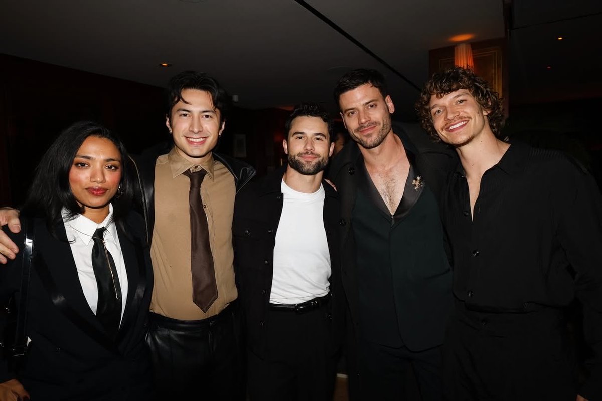 Hudson Williams, Connor Storrie, François Arnaud, Robbie G.K., and Nadine Bhabha at the NEON Golden Globes party