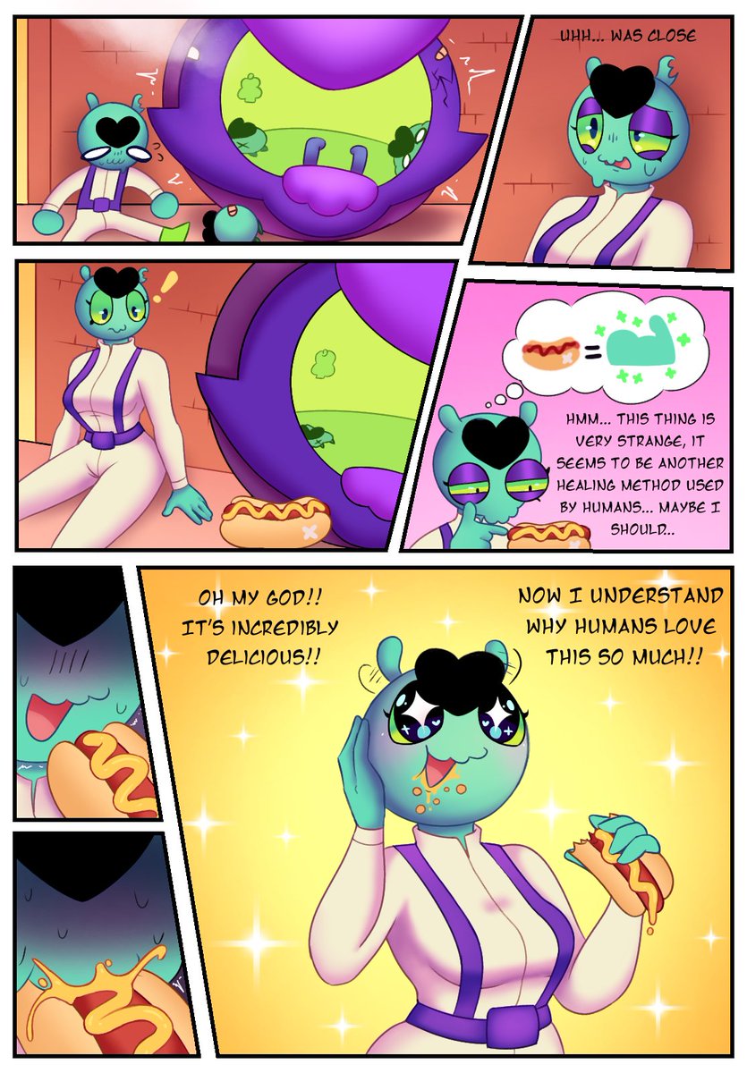 Buttersita01_'s tweet photo. Hayo everyone, it's been a while since I posted anything. So I'm taking this opportunity to upload this old comic that I had saved a while ago and just translated for you today. Enjoy! 

A comic about Eve from Brawl stars 🌭 https://t.co/swXCJzvJNp